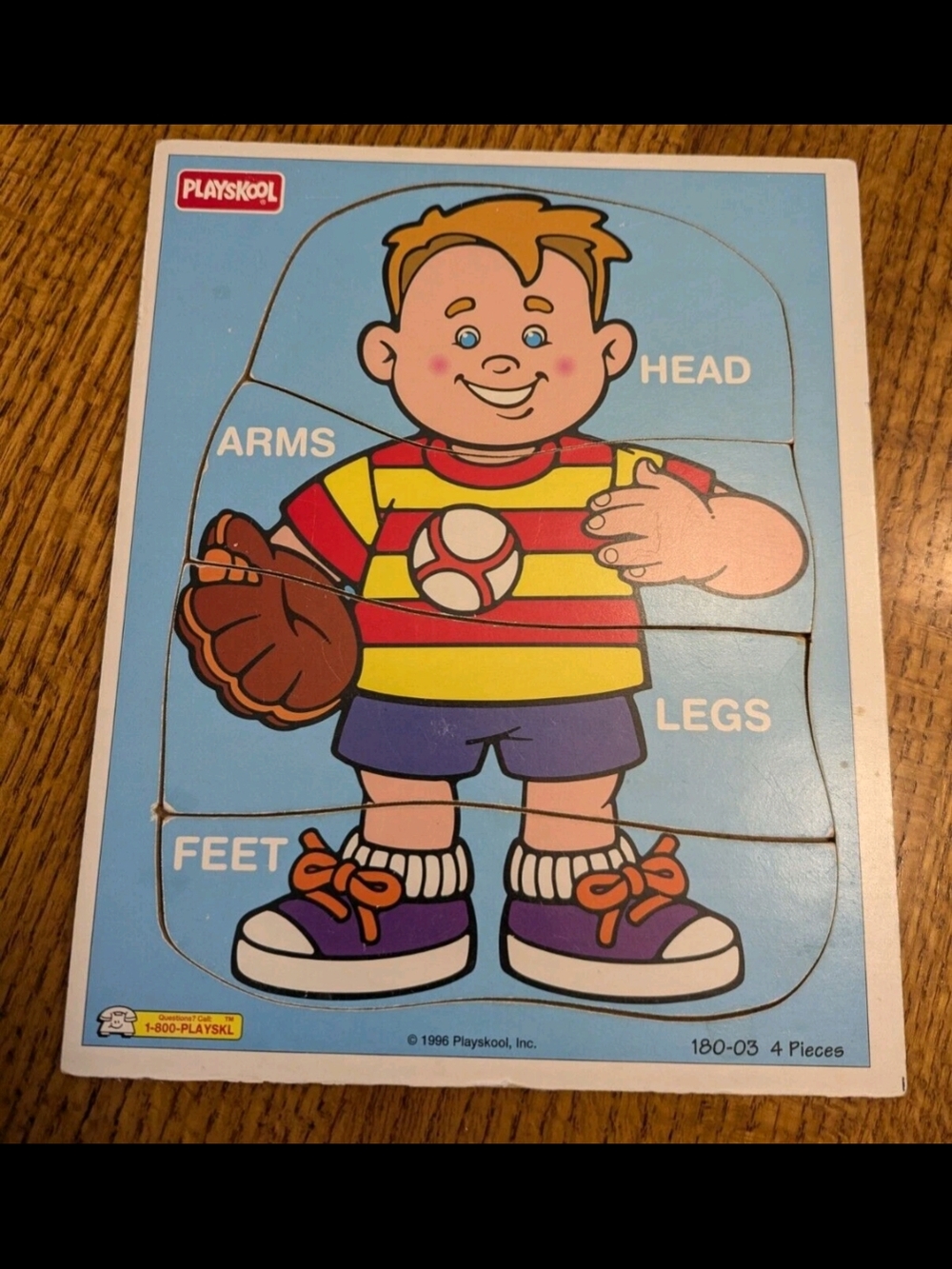 Playskool │180-03│4 Piece Puzzle with Tray │Head, Arms, Legs & Feet │Vintage